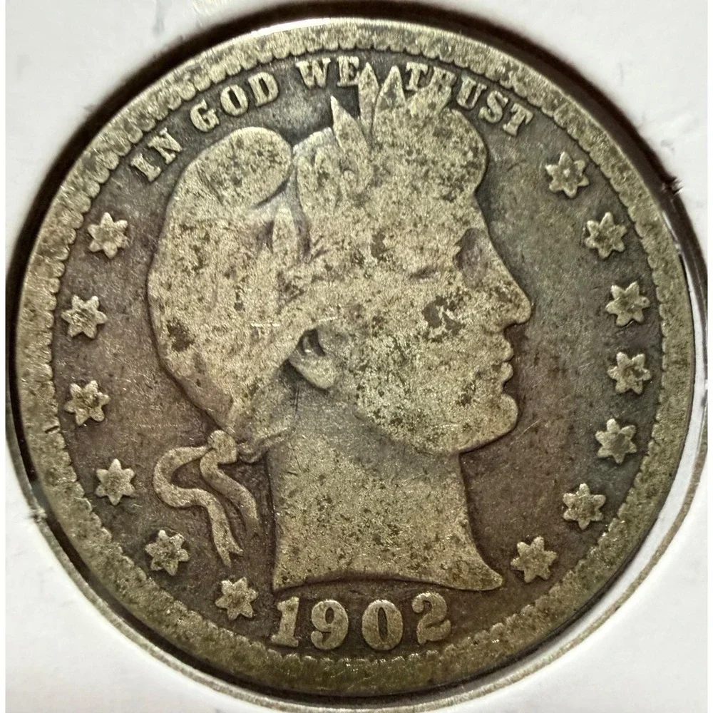 Lot of 3 Barber Quarters 1898 1900 1902 US Silver Coinage 90% Silver Estate Find